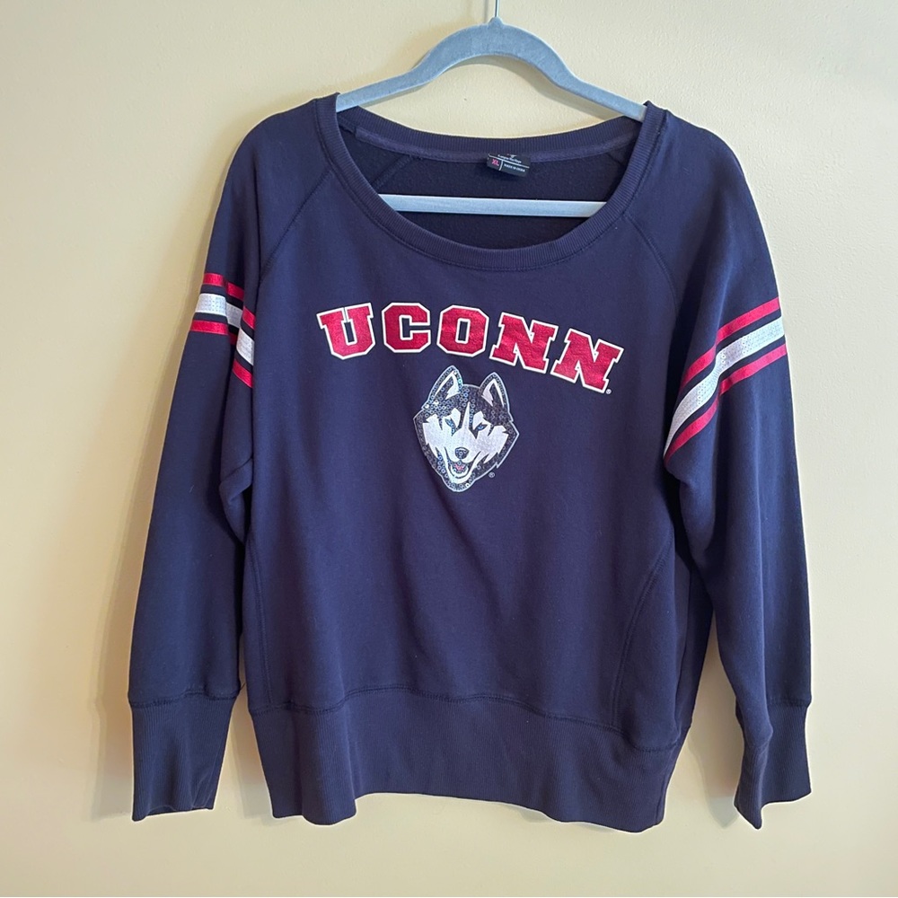 Collegiate UCONN University of Connecticut Sequin Sweatshirt Sz XL Juniors